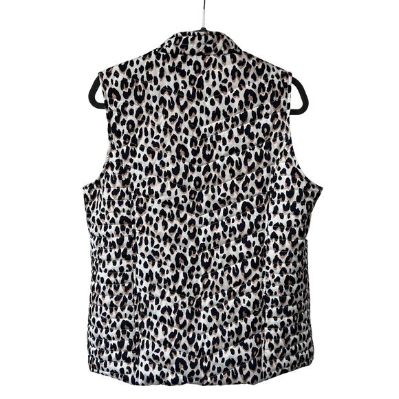 Kim Rogers Leopard Print Quilted Puffer Vest Zip Front Women’s Medium - Picture 2 of 8